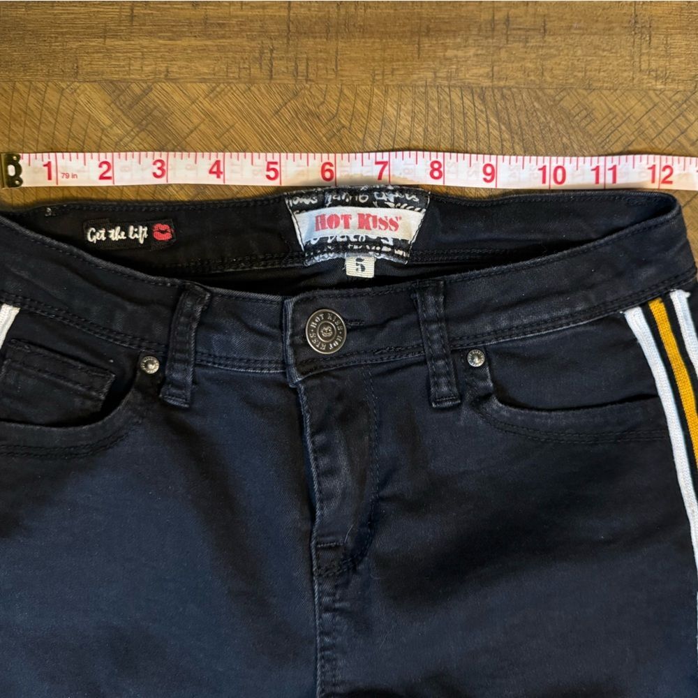 Hot Kiss “Get The Lift” Jeggings With Yellow And White Side Racing Stripe - Picture 7 of 10